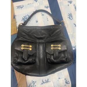 Ralph Lauren Black Leather Hobo Sling Bag Very Nice Quality Like New Condition